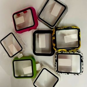 Lot of 8 hard plastic tempered glass bumper guards for Apple Watch fits 38